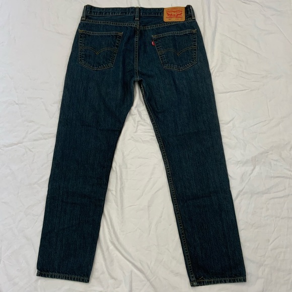 Levi Strauss 502 Dark Wash Taper Straight Leg Jeans 100% Cotton 34x29 Actual - Picture 3 of 15